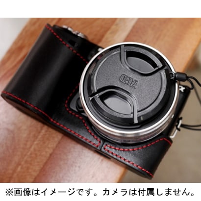 本革速写ケースwithレンズキャップ(for NEX-5N)ブラック/レッド CSJ-NEX5N-11