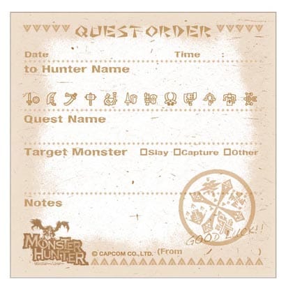 モンスターハンター付箋 クエストオーダー風
