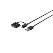 USB2.0ケーブル(A to microB) Dock変換コネクター付 MFI認証 0.2m ブラック BSIPC08U02BK