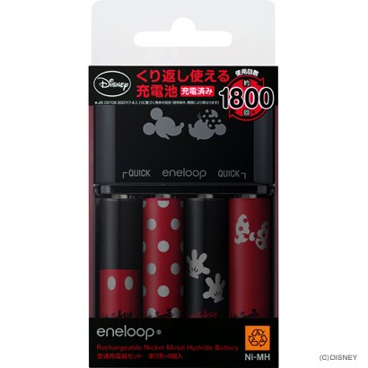 ニッケル水素充電池急速充電器セット 単3形eneloop4本付き ディズニーキャラクターモデル BC-KJR01D40