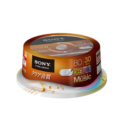 音楽用CD-R 80分 インクジェットプリンタ対応 パステルカラーレーベル 30枚 30CRM80HPXP