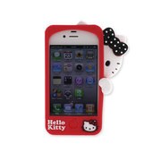 iPhone 4/iPhone 4S専用 シリコンケース [かくれんぼキティー レッド]