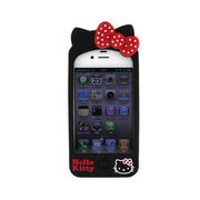 iPhone 4/iPhone 4S専用 シリコンケース [ダイカットハローキティ ブラック]