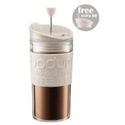 K11102-913 [TRAVEL PRESS SET（トラベルプレスセット） フレンチプレス コーヒーメーカー （蓋付き） プラスチック 350ml オフホワイト]