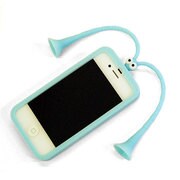 MDG-411BL [iPhone 4/4S用 触覚吸盤付シリコンケース パステルブルー]