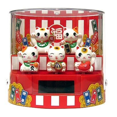 ソーラー 5匹のまねきネコ [ソーラートイ 電池不要]