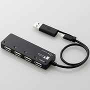 U2HS-MB02-4SBK [USBHUB2.0/スマホ・タブレット用/microUSBケーブル+変換アダプタ付/セルフパワー/4ポート/ブラック]