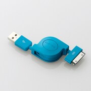 iPhone用充電・通信ケーブル 巻取 カラー 0.8m ブルー MPA-IRLC08BU