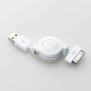 iPhone用充電・通信ケーブル 巻取 カラー 0.8m ホワイト MPA-IRLC08WH