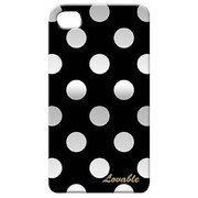 iPhone 4/4S用ハードカバー デコレウェア ドットブラック×シルバー
