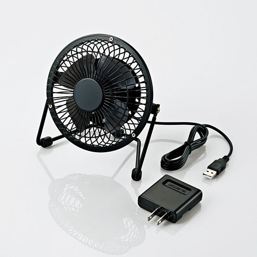 雑貨テイストUSB扇風機 AC電源付属タイプ ブラック FAN-U18NABK