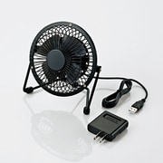 雑貨テイストUSB扇風機 AC電源付属タイプ ブラック FAN-U18NABK