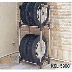 ステンレスタイヤラック カバー付 ブラック 普通自動車用 KSL-590C