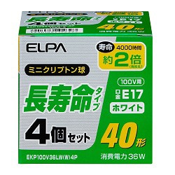 ヨドバシ.com - 朝日電器 ELPA エルパ EKP100V36LWW4P [白熱電球 ミニ 