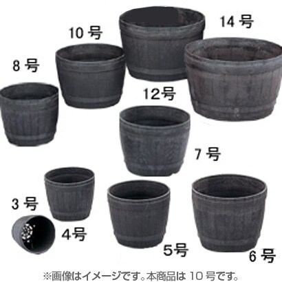 プラ鉢10号 ブラウン 木樽風ポット