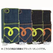 DENIM Case デニムケース SoftBank/au iPhone 4S/4専用 ブラック×オレンジ