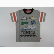 トミカ配列柄働く車ptTシャツ杢グレー120cm