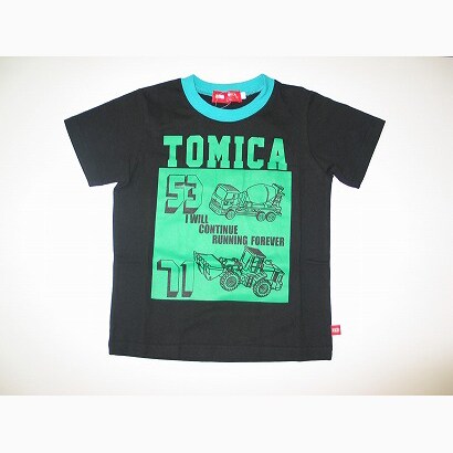 トミカ働く車pt リンガーTシャツクロ100cm