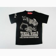 トミカ働く車前後pt メッシュTシャツクロ100cm