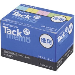 タックメモ徳用付箋タイプ52Ｘ7.2mm100枚Ｘ50本4色 メ-2017