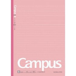 キャンパスノート ドット入り罫線 カラー表紙 セミB5（252×179mm） B罫（中横罫） ドット入り/罫幅6mm 無線綴じ 35行 30枚 ピンク ノ-3CBTN-P