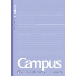 キャンパスノート ドット入り罫線 カラー表紙 セミB5（252×179mm） B罫（中横罫） ドット入り/罫幅6mm 無線綴じ 35行 30枚 紫 ノ-3CBTN-V