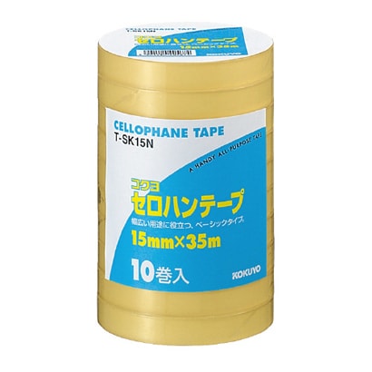 セロハンテープ工業用 15mmX35m 10巻入り 大巻 巻芯径76mm T-SK15N