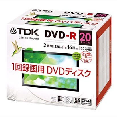 録画用DVD-R 120分 1-16倍速 CPRM対応 インクジェットプリンタ対応 20枚 DR120DPWC20UF