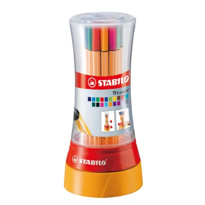 STABILO ポイント88 ファイバーチップペン 0.4mm水性ペン ツイスター19色セット 8819-1