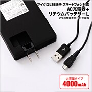 スマートフォン対応 AC充電器+リチウムバッテリー 4000mAh AI9DN51