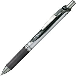 ゲルインキボールペン ENERGEL（エナージェル） 0.7mm ノック式 インク色：黒 本体色：シルバー 砲弾チップ 速乾 パック入 XBL77-A