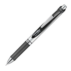 ゲルインキボールペン ENERGEL（エナージェル） 0.5mm ノック式 インク色：黒 本体色：シルバー ニードルチップ 速乾 BLN75Z-A