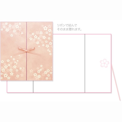 カラー色紙　両開き　リボン　桜柄 33146006