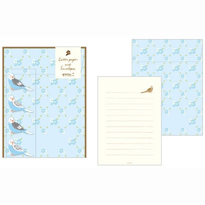 レターセット384　セキセイインコ柄　シール付 86384006