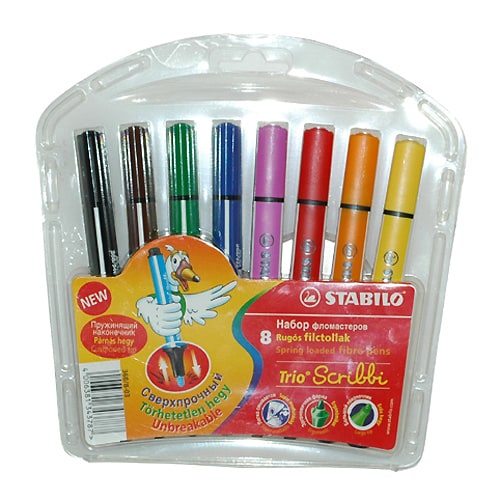 STABILO Trio Scribbi(トリオスクリビ) ファイバーペン 1.5～2.0mm 8色セット 368-8-03