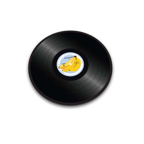 耐熱強化ガラス　カッティングボード　ビニールレコード バナナ 900026