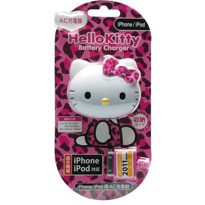 iPhone用 AC充電器 ダイカットキティ 豹柄リボン PG-KTYJU054DO