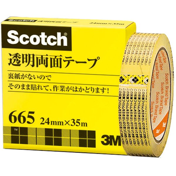 スコッチ(R)665-3-24 透明両面テープ24mm 665-3-24