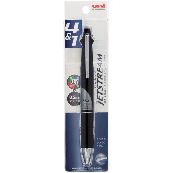 JETSTREAM（ジェットストリーム） 多機能ペン 4＆1 MSXE5-1000 ボール径：0.7mm インク色：4色（黒・赤・青・緑） シャープペン芯径：0.5mm 本体色：ブラック パックタイプ MSXE510007P24