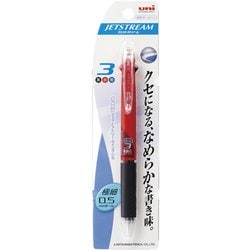 油性ボールペン JETSTREAM（ジェットストリーム） 3色ボールペン 0.5mm 超低摩擦インク インク色：3色（黒・赤・青） 本体色：赤 パックタイプ SXE3400051P15
