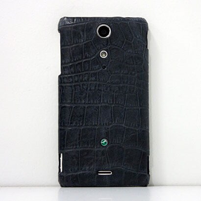 Xperia GX SO-04D用 レザーカバージャケット クロコダイルブルーグレー