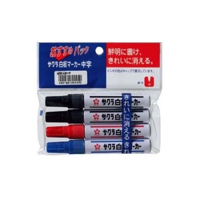 白板マーカー中字3色4本セット WBK4B-P