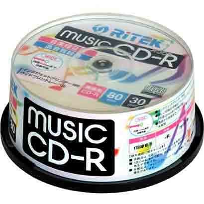 音楽用CD-R 30枚パック（80分/インクジェットプリンター対応） CD-RMU80.30SP B