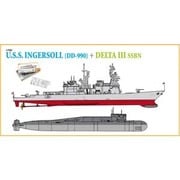 CH7114 [1/700 アメリカ海軍駆逐艦インガソルDD-990 + ソ連海軍原子力潜水艦 デルタIII(2隻セット)]