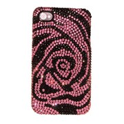 LUX-CRSL-BPFLW-IP4S [Black and Pink Flower, Crystal Case for iPhone4/4S]