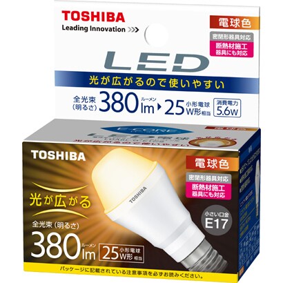 LED電球 E17口金 電球色 380lm 密閉器具対応 断熱材施工器具対応 E－CORE（イー・コア） LDA6L-G-E17/S