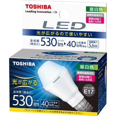LED電球 E17口金 昼白色 530lm 密閉器具対応 断熱材施工器具対応 E－CORE（イー・コア） LDA6N-G-E17/S