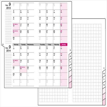 ベーシックインデックスダイアリー 2013年月間ブロック+ノートナローサイズ　2年連用 RFD1305