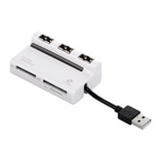 高速カードリーダー/ライター ”どっちもUSBハブ”3ポート付 ホワイト BSCRH02U2WH