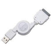 THE FLIPPER 巻き取り式USB Aコネクタ〈オス〉 ←→ Dockコネクタ〈オス〉 白 UFR-ADK-08-WH